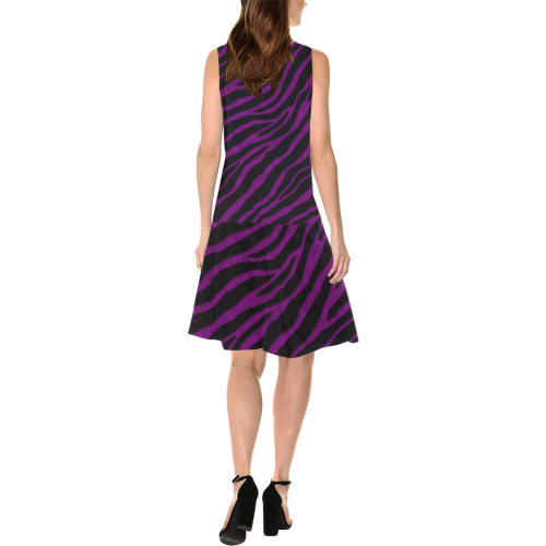 Ripped SpaceTime Stripes - Purple Sleeveless Splicing Shift Dress(Model D17)