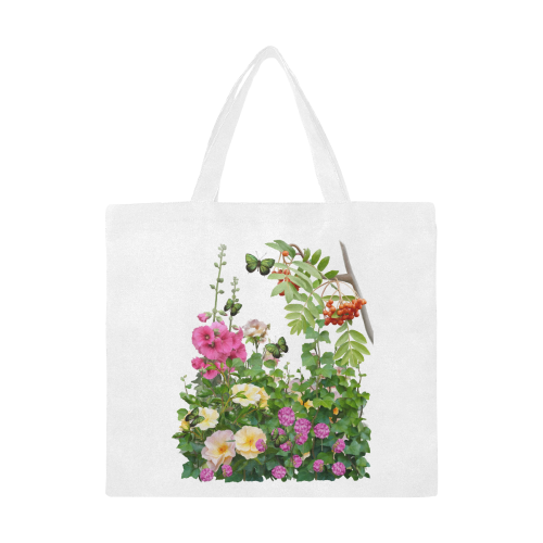 Flower Summer Garden, Floral Painting Canvas Tote Bag/Large (Model 1702)