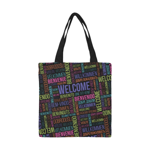 Typography - Multiple Languages Welcome 1 All Over Print Canvas Tote Bag/Small (Model 1697)