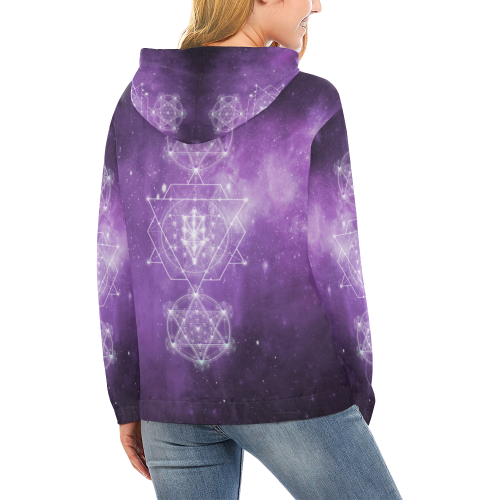 Sacred Geometry Stardust All Over Print Hoodie for Women (USA Size) (Model H13)