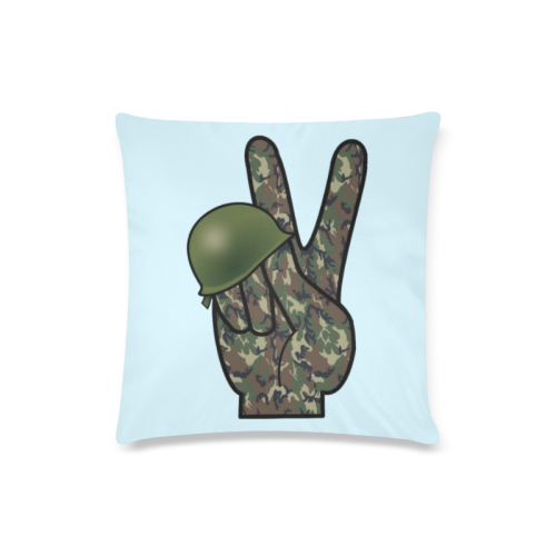 Forest Camouflage Peace Sign on Blue Custom Zippered Pillow Case 16"x16"(Twin Sides)