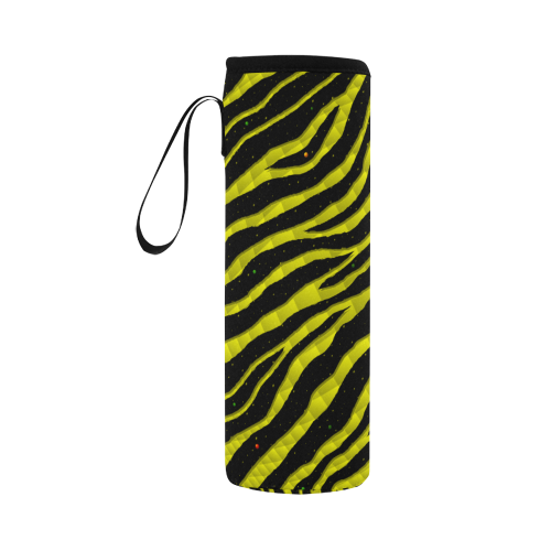 Ripped SpaceTime Stripes - Yellow Neoprene Water Bottle Pouch/Large