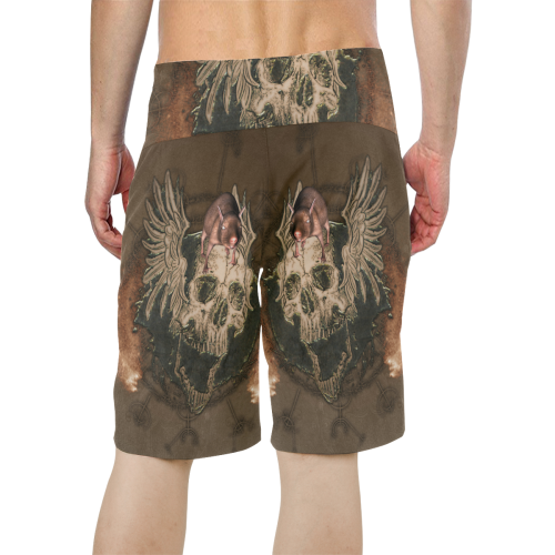 Awesome skull with rat Men's All Over Print Board Shorts (Model L16)
