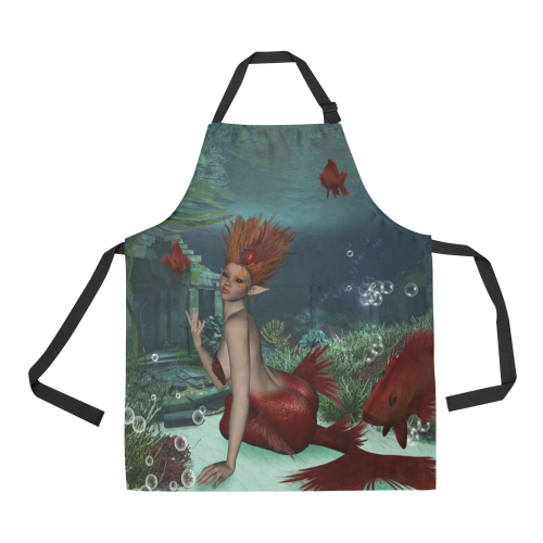Beautiful mermaid and fantasy fish All Over Print Apron