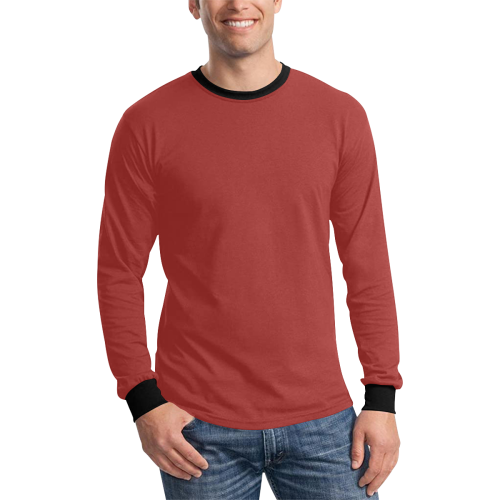 color brown Men's All Over Print Long Sleeve T-shirt (Model T51)