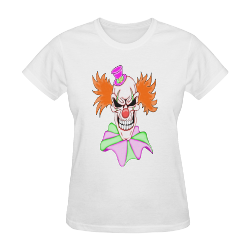 Clown Sugar Skull White Women's T-Shirt in USA Size (Two Sides Printing)