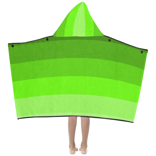 Green stripes Kids' Hooded Bath Towels