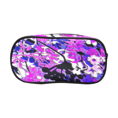floral abstract in blue and pink Pencil Pouch/Large (Model 1680)