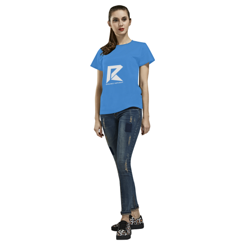 T-Shirt for Women(Blue and White) All Over Print T-Shirt for Women (USA Size) (Model T40)