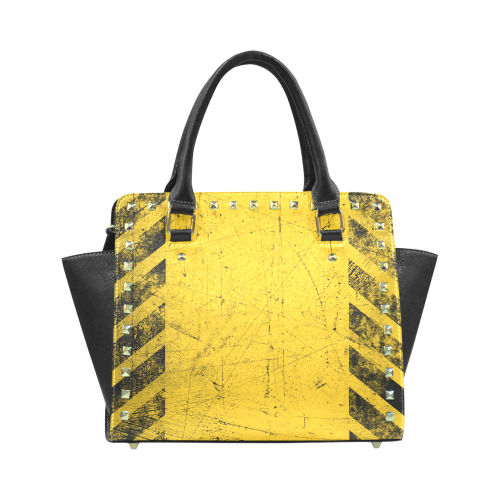 yellow and black warning stripes used look Rivet Shoulder Handbag (Model 1645)