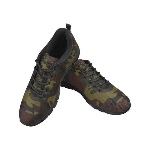 Camo Green Brown Men's Breathable Running Shoes (Model 055)