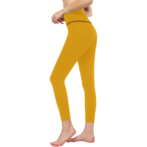 Sunflower Orange Solid Color Women's All Over Print High-Waisted Leggings (Model L36)