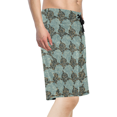Seaglass Aqua Rose Gold Men's All Over Print Board Shorts (Model L16)
