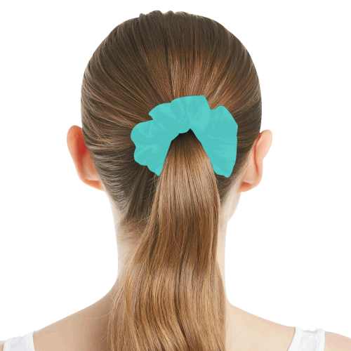 color medium turquoise All Over Print Hair Scrunchie