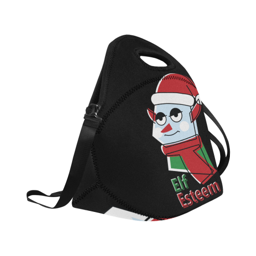 Elf Esteem CHRISTMAS BLACK Neoprene Lunch Bag/Large (Model 1669)