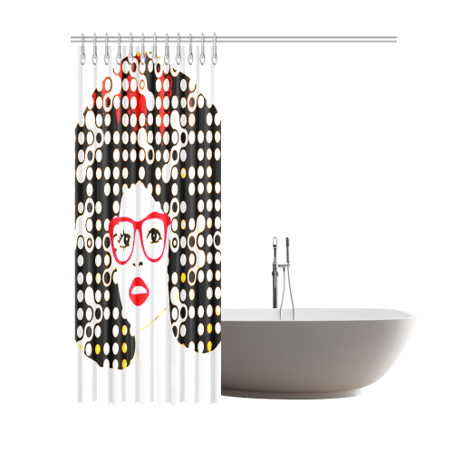 Lady with red glasses shower curtaideisgn woman with glasses shower curtain Shower Curtain 69"x84"
