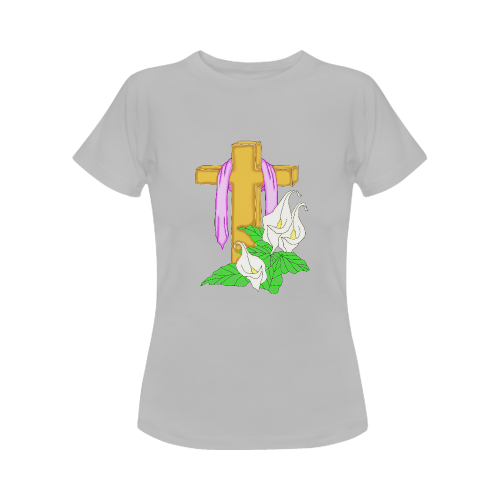 Easter Cross Grey Women's T-Shirt in USA Size (Front Printing Only)