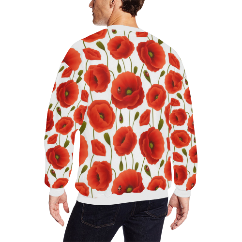 Poppy Pattern All Over Print Crewneck Sweatshirt for Men (Model H18)