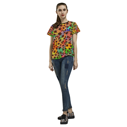 Power Flowers 318B by JamColors All Over Print T-shirt for Women/Large Size (USA Size) (Model T40)