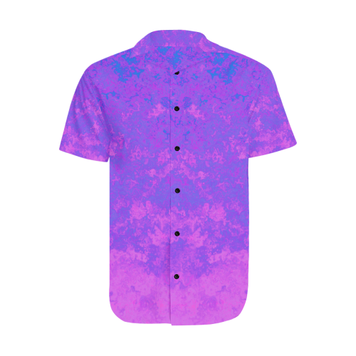 Blue/Purple/Pink Abstract Men's Short Sleeve Shirt with Lapel Collar (Model T54)