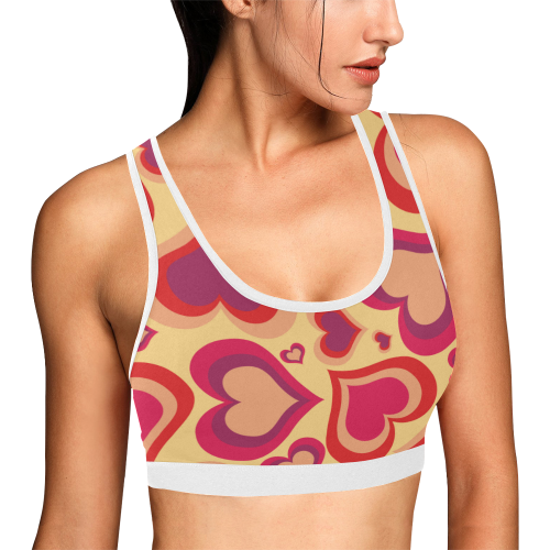 heart pattern vector Women's All Over Print Sports Bra (Model T52)