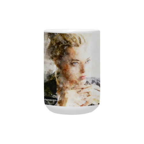 Girl in a coffee bar Custom Ceramic Mug (15OZ)