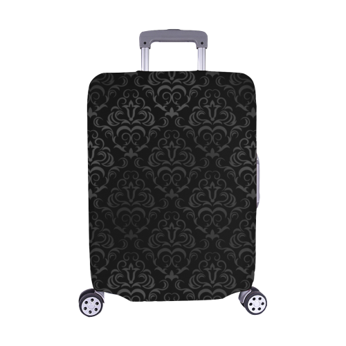 Elegant vintage floral damasks in  gray and black Luggage Cover/Medium 22"-25"