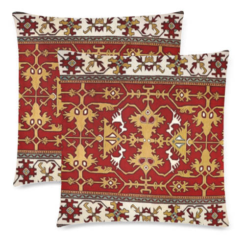 Armenian Folk Art Custom Zippered Pillow Cases 18"x 18" (Twin Sides) (Set of 2)