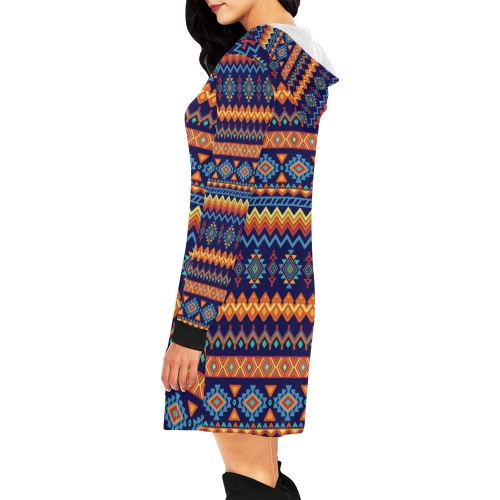 Awesome Ethnic Boho Design All Over Print Hoodie Mini Dress (Model H27)