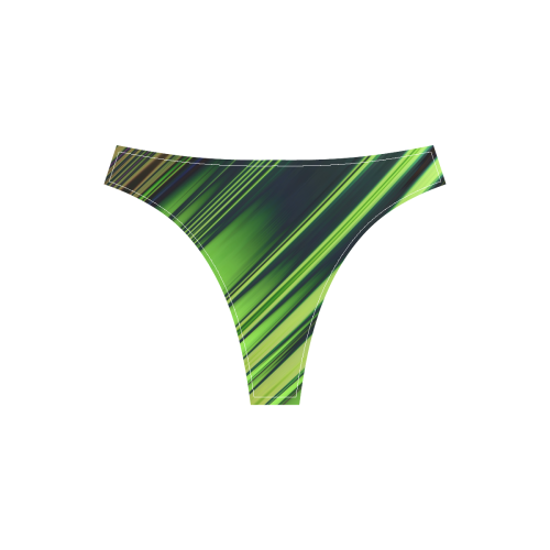 Green Diagonal Stripe Pattern Sport Top & High-Waisted Bikini Swimsuit (Model S07)