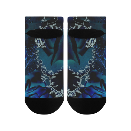 Floral design, blue colors Men's Ankle Socks