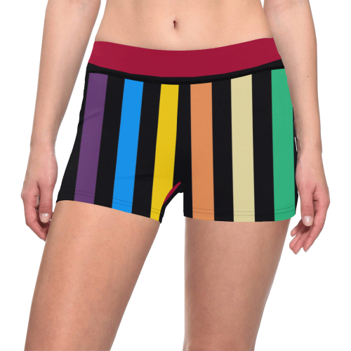 Rainbow Stripes with Black Women's All Over Print Short Leggings (Model L28)