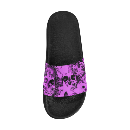 cloudy Skulls pink by JamColors Women's Slide Sandals (Model 057)