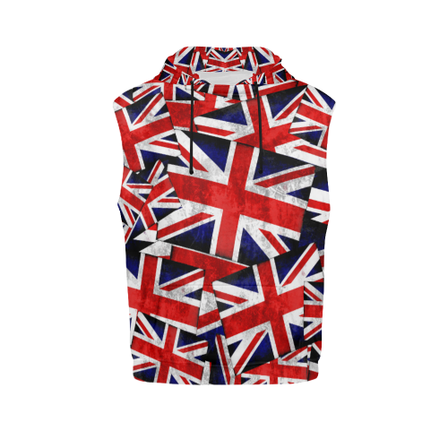 Union Jack British UK Flag All Over Print Sleeveless Hoodie for Men (Model H15)