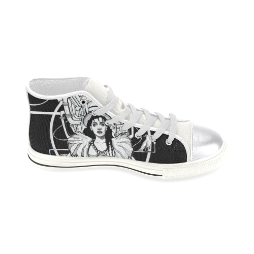 The Revolution will be Televised_Aziza_Andre White_High Top Canvas Women's Classic High Top Canvas Shoes (Model 017)