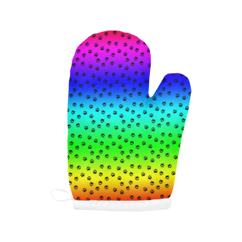 rainbow with black paws Oven Mitt (Two Pieces)