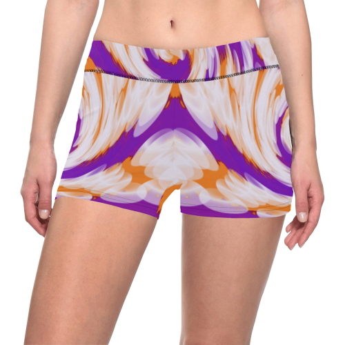 Purple Orange Tie Dye Swirl Abstract Women's All Over Print Short Leggings (Model L28)