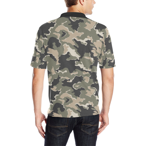 Russian 90’s MVD Type 1 Spetsnaz Woodland SMK Camouflage Men's All Over Print Polo Shirt (Model T55)