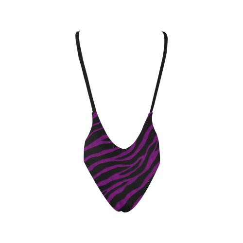 Ripped SpaceTime Stripes - Purple Sexy Low Back One-Piece Swimsuit (Model S09)
