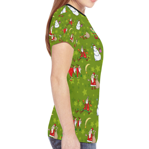 Funny Christmas Santa Claus Snowman Pattern New All Over Print T-shirt for Women (Model T45)