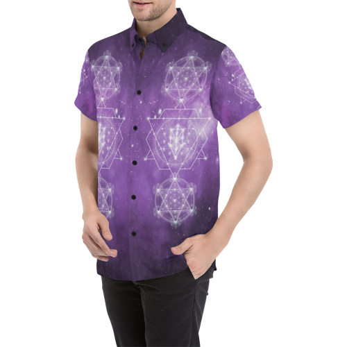 Sacred Geometry Stardust Men's All Over Print Short Sleeve Shirt (Model T53)