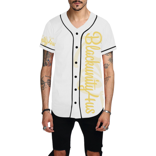 New White & Yellow By RW All Over Print Baseball Jersey for Men (Model T50)