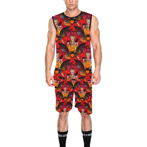 Skulloween by Nico Bielow All Over Print Basketball Uniform