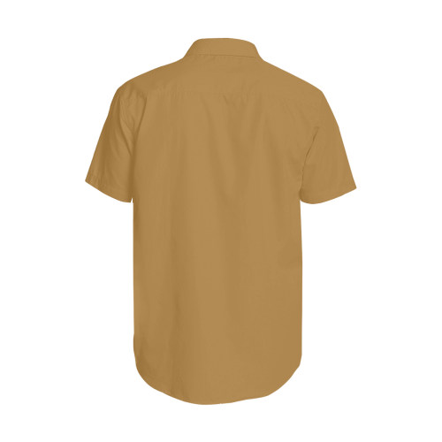 Black and Tan Retro Golden Starburst Men's Short Sleeve Shirt with Lapel Collar (Model T54)