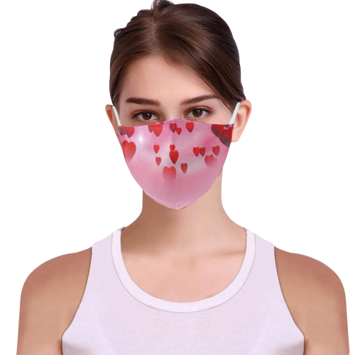 lovely romantic sky heart pattern for valentines day, mothers day, birthday, marriage - face mask 3D Mouth Mask with Drawstring (30 Filters Included) (Model M04) (Non-medical Products)