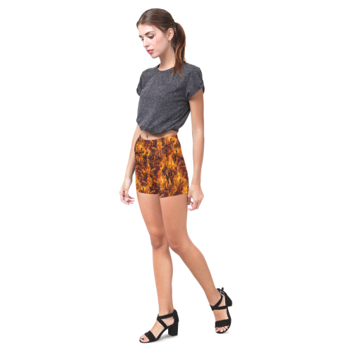 Flaming Fire Pattern Briseis Skinny Shorts (Model L04)