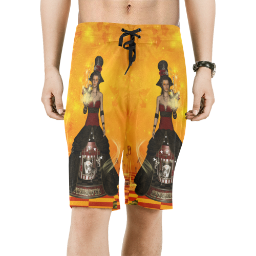 Fantasy women with carousel Men's All Over Print Board Shorts (Model L16)