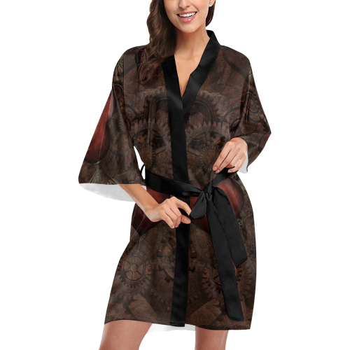 Awesome Steampunk Heart In Vintage Look Kimono Robe