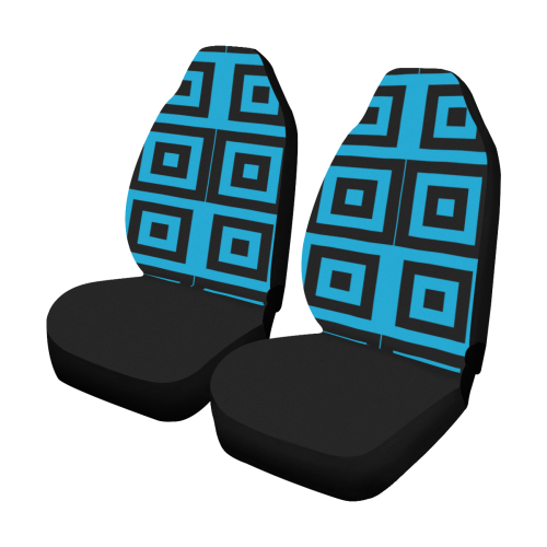 Blue-Black Pattern Car Seat Covers (Set of 2)