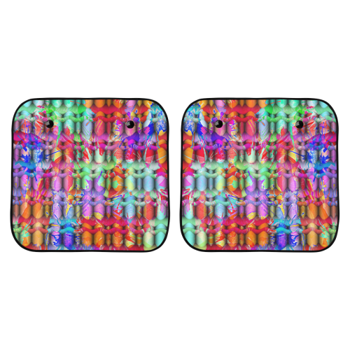 Splashes Cattice Composing - Psychedelic Colored Car Sun Shade 28"x28"x2pcs